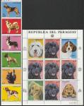 Парагвай 1986 год. Породы собак, сцепка из 6 марок + малый лист.