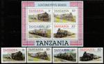 Танзания 1985 год. Локомотивы, 4 марки + блок (347.4705)
