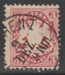 Бавария 1870 год. Государственный герб на постаменте, номинал 3 Kr., 1 марка из серии (гашёная)