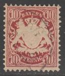 Бавария 1876 год. Государственный герб в орнаменте, номинал 10 Pf., 1 марка из серии (гашёная)