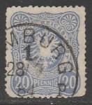Германия (II Рейх) 1880 год. Имперский орёл в овале, номинал 20 Pf., 1 марка из серии (гашёная)