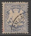 Бавария 1876 год. Государственный герб в орнаменте, номинал 20 Pf., 1 марка из серии (гашёная)