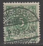 Германия (II Рейх) 1889 год. Номинал и корона в овале, номинал 5 Pf., 1 марка из серии (гашёная)