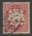 Бавария 1888 год. Государственный герб в орнаменте, номинал 10 Pf., 1 марка из серии (гашёная)