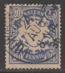 Бавария 1888 год. Государственный герб в орнаменте, номинал 20 Pf., 1 марка из серии (гашёная)