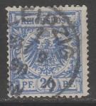 Германия (II Рейх) 1889 год. Имперский орёл в круге, номинал 20 Pf., 1 марка из серии (гашёная)