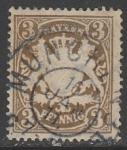 Бавария 1890 год. Государственный герб в орнаменте, номинал 3 Pf., 1 марка из серии (гашёная)