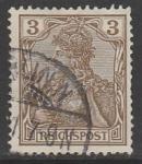 Германия (II Рейх) 1889 год. Германия с императорской короной, надпись "reichspost", номинал 3 Pf., 1 марка из серии (гашёная)