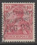 Германия (II Рейх) 1889 год. Германия с императорской короной, надпись "reichspost", номинал 10 Pf., 1 марка из серии (гашёная)