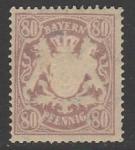 Бавария 1900 год. Государственный герб в орнаменте, номинал 80 Pf., 1 марка из серии (наклейка)