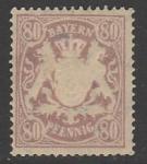Бавария 1900 год. Государственный герб в орнаменте, номинал 80 Pf., 1 марка из серии (наклейка)