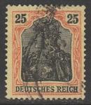 Германия (II Рейх) 1905/1913 год. Германия с императорской короной, номинал 25 Pf., 1 марка из серии (гашёная)