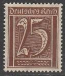 Германия (Веймарская республика) 1922 год. Стандарт. Номинал в прямоугольнике, 25 Pf., 1 марка из серии (наклейка)