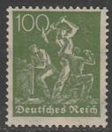 Германия (Веймарская республика) 1922 год. Стандарт. Рабочие: шахтёры, 100 Pf., 1 марка из серии (наклейка)