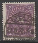 Германия (Веймарская республика) 1922 год. Стандарт. Почтовый рожок, 2 М., 1 марка из серии (гашёная)