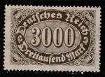 Германия (Веймарская республика) 1923 год. Стандарт. Цифровой рисунок в овале, 3000 М.,1 марка из серии (наклейка)