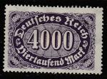 Германия (Веймарская республика) 1923 год. Стандарт. Цифровой рисунок в овале, 4000 М.,1 марка из серии (наклейка)