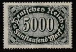 Германия (Веймарская республика) 1923 год. Стандарт. Цифровой рисунок в овале, 5000 М.,1 марка из серии (наклейка)