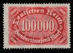 Германия (Веймарская республика) 1923 год. Стандарт. Цифровой рисунок в овале, 100000 М.,1 марка из серии (наклейка)