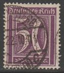 Германия (Веймарская республика) 1921 год. Стандарт. Номинал в прямоугольнике, 50 Pf., 1 марка из серии (гашёная)