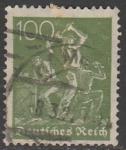 Германия (Веймарская республика) 1921 год. Стандарт. Рабочие: шахтёры, 100 Pf., 1 марка из серии (гашёная)