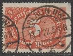 Германия (Веймарская республика) 1921 год. Стандарт. Номинал в овале, 5 М., 1 марка из серии (гашёная)