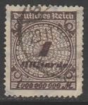 Германия (Веймарская республика) 1923 год. Стандарт. Цифровой рисунок в круге с розетками, 1 Mrd M, 1 марка из серии (гашёная)