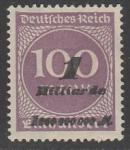 Германия (Веймарская республика) 1923 год. Стандарт. Цифровой рисунок в круге, надпечатка нового номинала, 1Mrd/100M, 1 марка (наклейка)