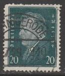 Германия (Веймарская республика) 1928 год. Стандарт. Рейхсканцлер Фридрих Эберт, 20 Pf., 1 марка из серии (гашёная)