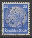Германия (Веймарская республика) 1932 год. Стандарт. Рейхспрезидент Пауль фон Гинденбург, 25 Pf., 1 марка из серии (гашёная)