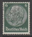 Германия (III Рейх) 1933/1936 год. Стандарт. Рейхспрезидент Пауль фон Гинденбург, 6 Pf., 1 марка из серии (гашёная)