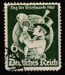 Германия (III Рейх) 1941 год. Почтальон с рожком перед глобусом, 1 марка (гашёная)