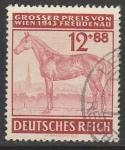 Германия (III Рейх) 1943 год. Скаковые лошади, 1 марка из двух (гашёная)