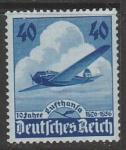 Германия (III Рейх) 1936 год. 10 лет авиакомпании "Люфтганза". Самолёт "Хенкель Не 70", 1 марка (наклейка)