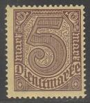 Германия (Веймарская республика) 1920 год. Цифровой рисунок, ном. 5 М, 1 служебная марка из серии (наклейка)