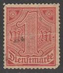 Германия (Веймарская республика) 1920 год. Цифровой рисунок, ном. 1 М, 1 служебная марка из серии (гашёная)