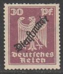 Германия (Веймарская республика) 1924 год. Имперский орёл, надпечатка на стандарте, 30 Pf, 1 служебная марка из серии (наклейка)