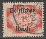 Германия (Веймарская республика) 1920 год. "Прощальное издание" Баварских служебных марок, надпечатка, ном. 1.1/2 М, 1 марка из серии (гашёная)