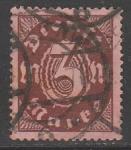 Германия (Веймарская республика) 1921/1922 год. Цифровой рисунок в овале, ном. 3 М, 1 служебная марка из серии (гашёная)