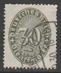 Германия (Веймарская республика) 1927 год. Цифровой рисунок в овале, ном. 30 Pf, 1 служебная марка из серии (гашёная)