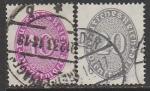 Германия (Веймарская республика) 1930 год. Цифровой рисунок в овале, 2 служебные марки из серии (гашёные)