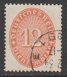 Германия (Веймарская республика) 1932 год. Цифровой рисунок в овале, ном. 12 Pf, 1 служебная марка из серии (гашёная)