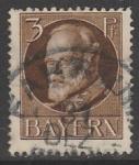 Германия (Бавария) 1916 год. Стандарт. Король Баварии Людвиг III, ном. 3 Pf, 1 марка из серии (гашёная)