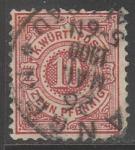 Германия (Вюртемберг) 1875 год. Стандарт. Номинал белого цвета в круге, 10 Pf, 1 марка из серии (гашёная)