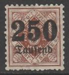 Германия (Вюртемберг) 1923 год. Номинал в ромбе, надпечатка номинала 250 Tsd/3 М, 1 служебная марка из серии (наклейка)