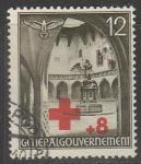 Германия (III Рейх, оккупация Польши) 1940 год. Красный Крест, ном. 12+8 Gr, 1 марка из серии (гашёная)