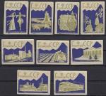 Набор спичечных этикеток. Грузинская ССР. 1960 год. Фиолетовые на серой бумаге. 8 штук!!!!