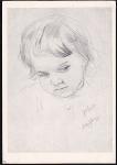 Немаркированная ПК "Детский портрет" худ. В. А. Серов, 1958 год