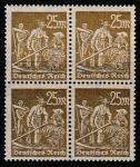 Германия (Веймарская республика) 1922/1923 год. Стандарт. Крестьяне, 25 М., 1 марка из серии (квартблок)
