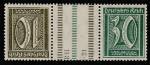 Германия (Веймарская республика) 1921 год. Цифровой рисунок номинала в квадрате, 10/30 Pf., пара марок с полем